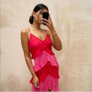Never Fully Dressed - Red and Pink Tiered Dress - size 10